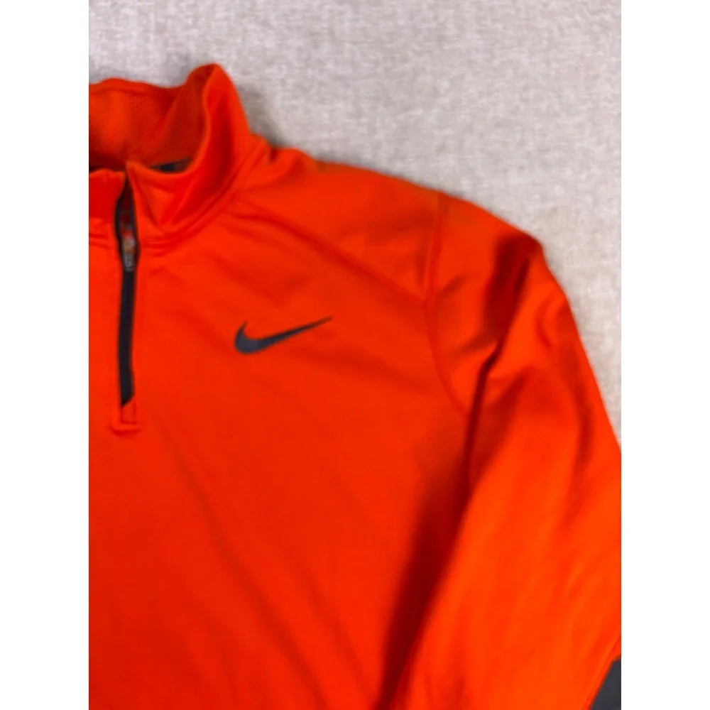 Nike Therma-FIT Mens Large Orange Quarter Zip Pullover Fleece Training Top 3231